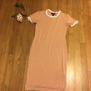 Pink and white t-shirt dress